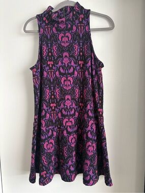 Free People Purple & Pink Mock-Neck Mini Dress